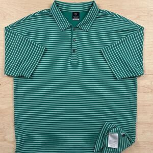 Nike Golf Dri-FIT UV Polo Shirt XXL Green White Striped Short Sleeve Golfing Men